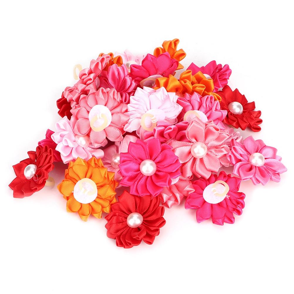 30 шт. красочных бантов для волос для собак с жемчужным декором для щенков, маленьких кошек, аксессуары для ухода