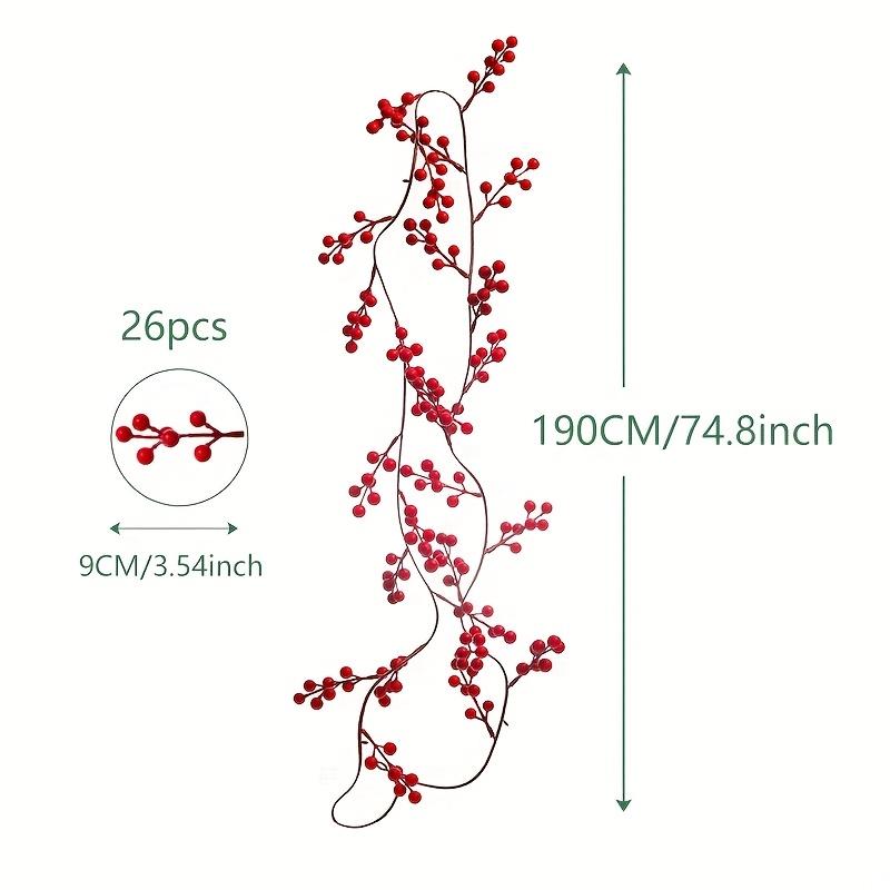 Artificial Red Raspberry Vine - Red Berry Wreath Home Decoration - Suitable for Holiday Fireplace Staircase Decorations