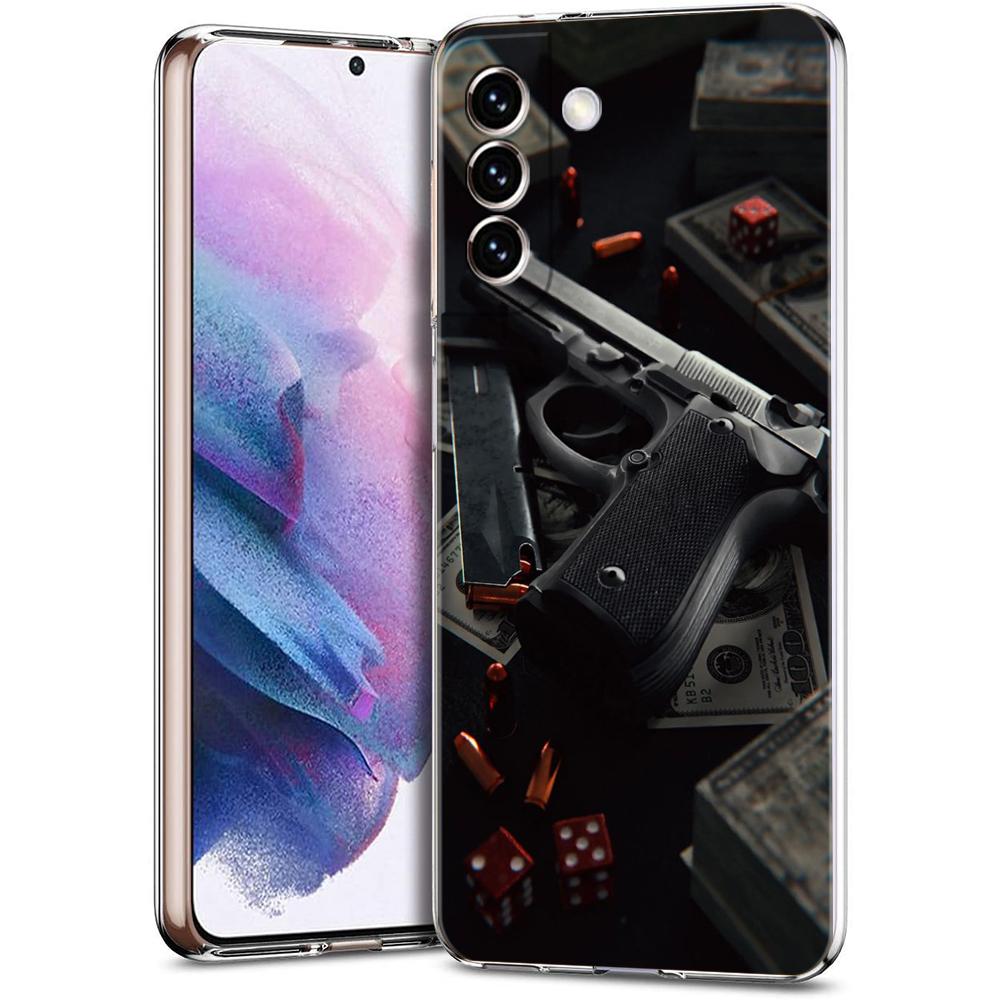 AK47 Пистолет Оружие Пули Прозрачный Чехол Для Samsung Galaxy S24 S23 S22 S20 S21 FE Ultra S24 S23 S10 S10E S9 S8 Plus 5G Корпус