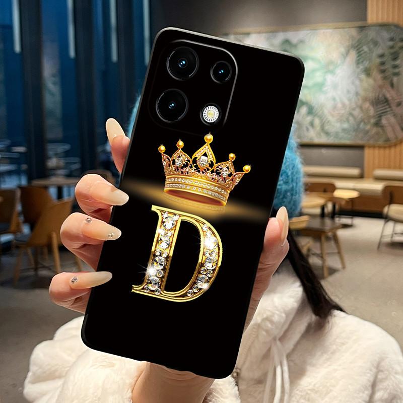 Ударопрочный Чехол Для Umidigi Note 100/Note 100 5G/Note 100A Мягкий Черный Корпус Счастливая Буква Яркий Цвет Корона Парный Чехол