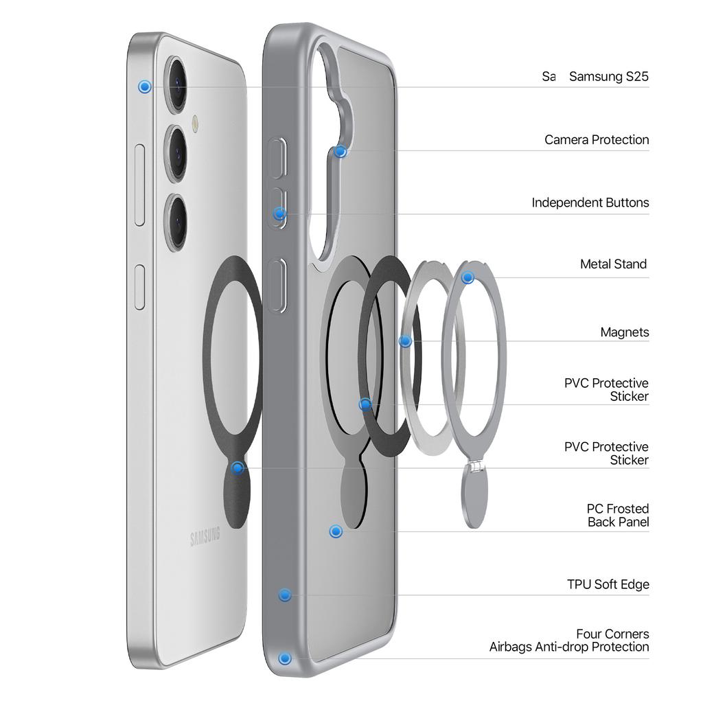 Для Samsung Galaxy S25 Чехол DUX DUCIS Yind Series PC+TPU Чехол для телефона Совместимый с MagSafe с подставкой