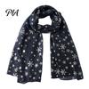 Soft Fabric Winter Gift Glitter Sparkly Foil Snowflake Print Scarf for Women, Christmas Warm Fashionable Neckwear Theme Shawl Wrap, Fall Lightweight