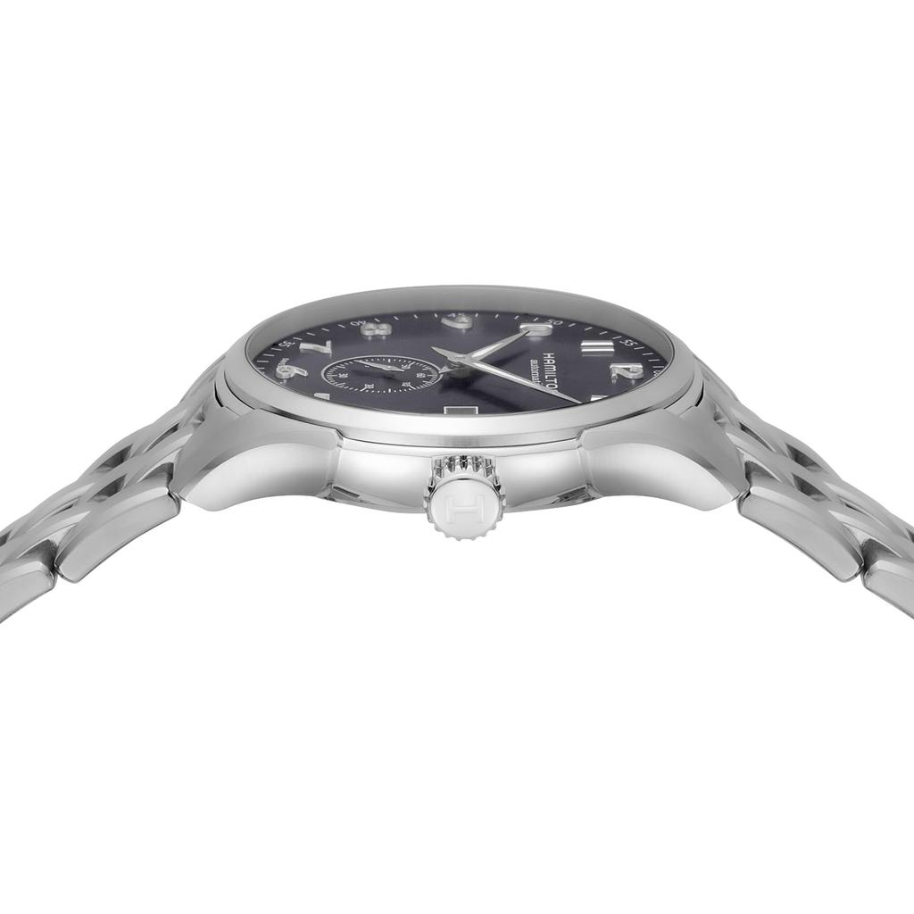 Часы Jazzmaster Maestro Small Second Auto Jazzmaster с черным циферблатом из нержавеющей стали и сапфировым стеклом, автоматическим заводом, водонепроницаемые до 5 АТМ, швейцарские часы