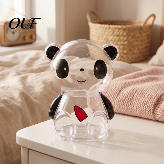 Cash Savings Jar Clear Panda Piggy Bank for Kids, Plastic Coin Bank, Money Saving Box Decoration, Christmas Birthday Girls Boys Break Resistant