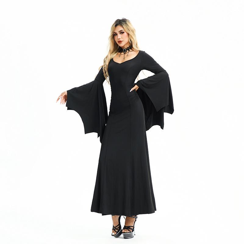 Halloween Costume Style American Spice Girls Nightclub Queen Bat Sleeve Slim Dress Dark Goth Women's Clothing