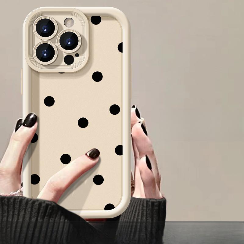 Applicable To Apple 15pro Mobile Phone Case IPhone 13/14 Polka Doll Bow 11/12 Matte Silicone Xs