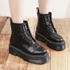 Женские мотоботы Кожаные ботинки на платформе Ботинки на передней молнии Толстая подошва Сексуальные панк Зимние ботинки