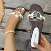 Fashion Women Large Size Fashionable Sandals and Slippers New Summer Style Flat Bottomed Metal Strappy Sandals for Women