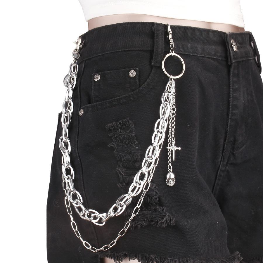Hollowed Out Geometric Metal Vintage Belly Chains for Women & Men Fashion Punk Cross Pendant Waist Chain