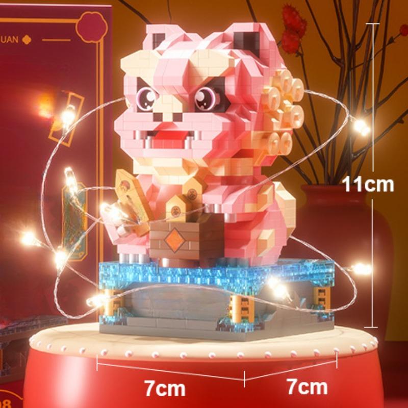 Просыпайся, лев, дракон, год, новогодний подарок, строительные блоки, детские развивающие головоломки, новогодние игрушки, строительные блоки