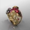 Кольцо Hecheng Gold & Silver Python Gemstone Ring - Двухцветный дизайн