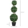 Set of 2 artificial trees 101.6 cm 3 boxwood topiary balls fake plant green PE with pot indoor and outdoor