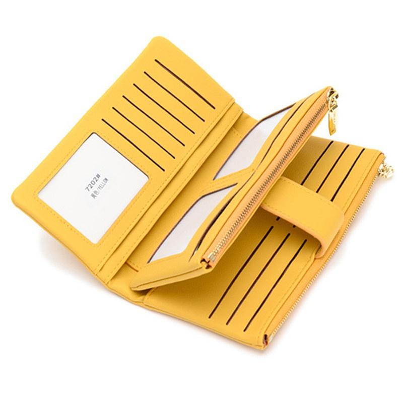 RFID двухслойный женский кожаный длинный кошелек с держателем для карт большой емкости, кошелек-клатч