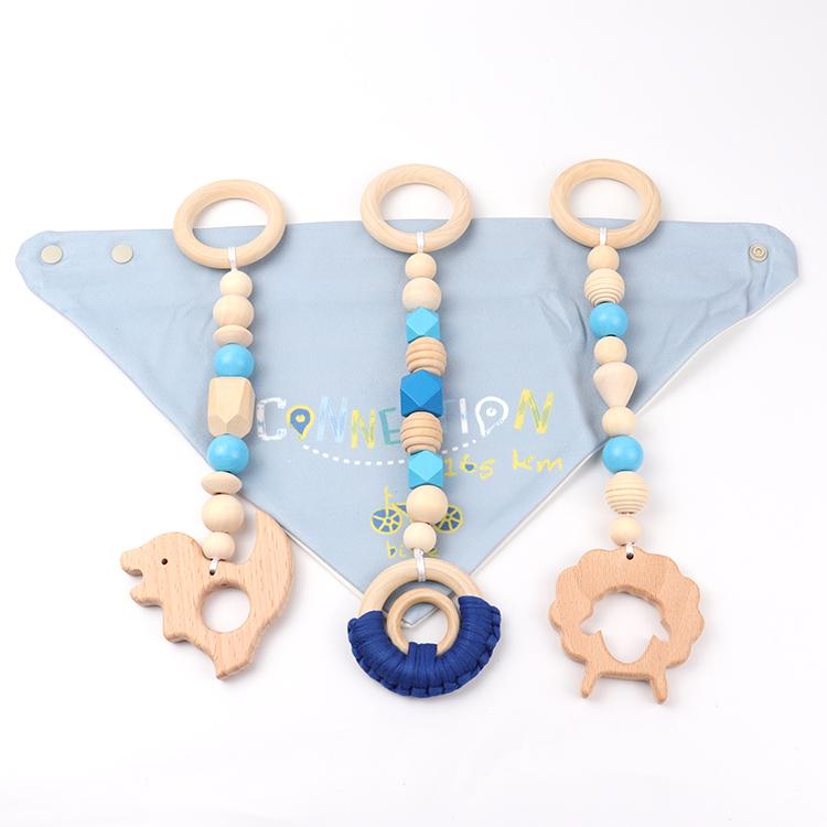 3pcs Baby Play Gym Stroller Rattle Toy Wooden Pram Infant Toys Activity Gym Hanging Grasping Teether Pendant Toy for Baby