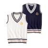 Academy British Style Embroidered V-Neck School Uniform Sweater Vest for Girls - Spring/Autumn