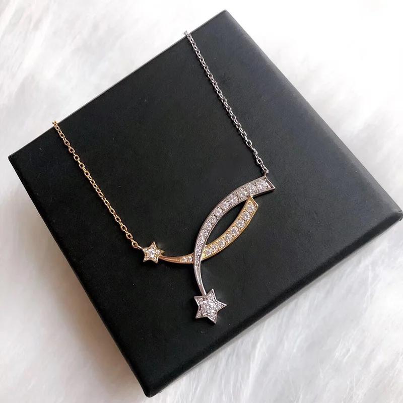 Musla Trend Classic High Qulity 925 Sterling Silver Jewelry For Moon Star Shaped Pendant Wedding Happy Pendant Pink Gold Charms