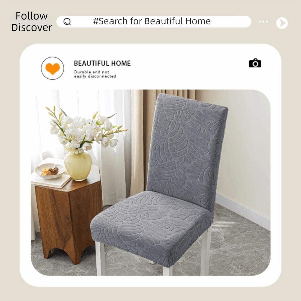 High-elastic Dining Chair Cover Jacquard Anti-slip Integrated Seat Cover Dust-proof Soft Stool Slipcover for Home Decoration