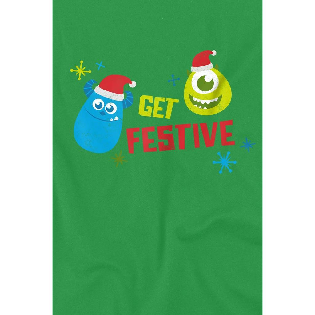 Monsters Inc Mens Get Festive For Christmas Mike Sully T-Shirt