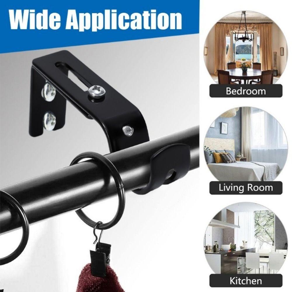 1pc Adjustable Curtain Rod Holder Metal Window Curtain Rod Support Drapery Rod Holders  for Wall