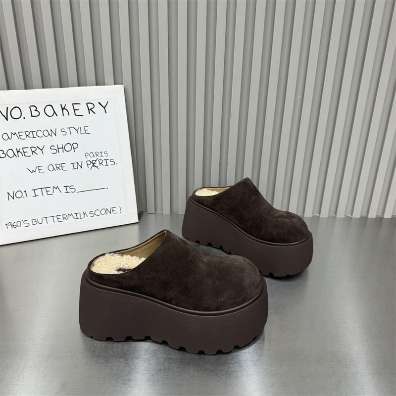 Европейские и американские полутапочки с большой головой и толстой подошвой, женские, новинка 2024 года, сумка, увеличивающая объем, ленивые матовые туфли-кексы