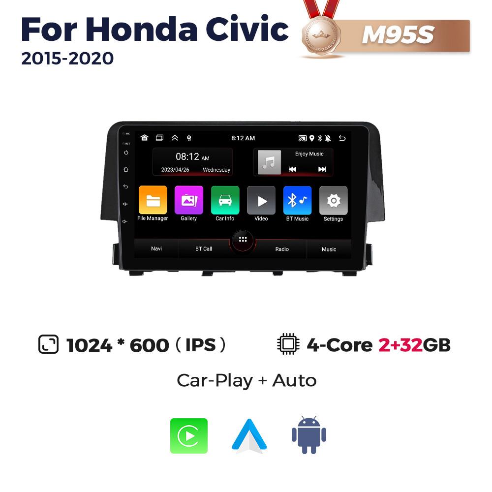 8Core 8+256G Car Radio Android Multimedia Player For Honda Civic 10 FC FK 2015-2020 GPS BT Audio Stereo Auto Intelligent Systems