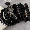 Wide Women Hair Hoop Rhinestone Wrinkle Headband Luxury Black Hairband  Party