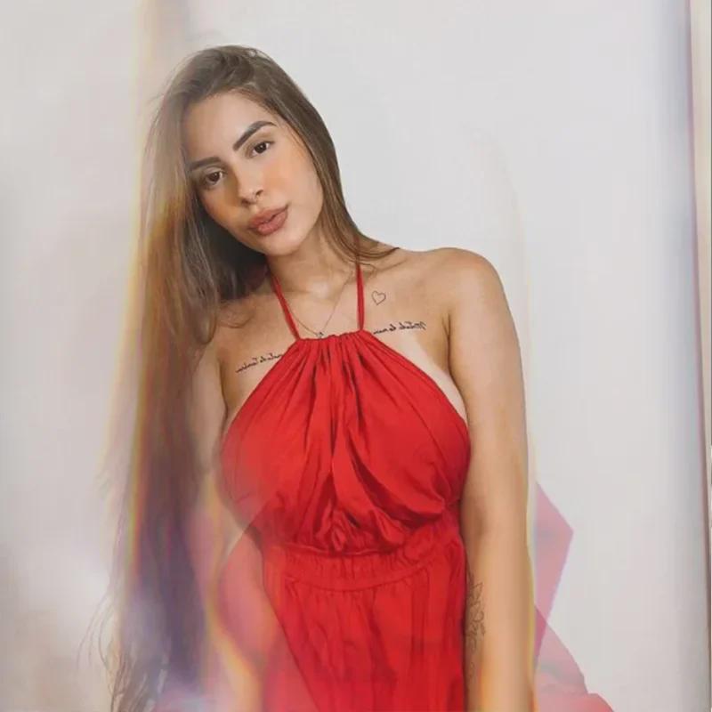 Европейское и американское летнее женское однотонное шифоновое платье с халтером и оборками - Сексуальный облегающий дизайн без спинки