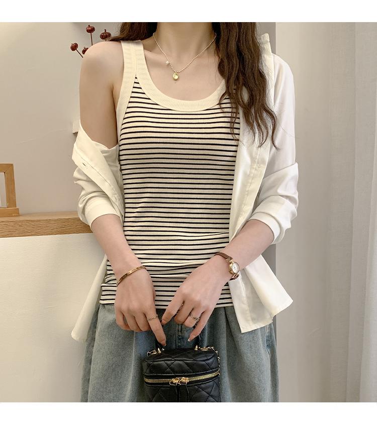Contrast Striped Knitted Camisole Vest