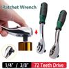 1/4 Inch 3/8inch Ratchet Wrench Chrome Vanadium Steel 72 Teeth Drive Ratchet Socket Wrench Tool Ratchet Spanner Repair Hand Tool