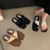 Fashion Fashion 2024 Shoes for Women Slippers Basic Toe Ring Women's Sandals Summer Retro Peep Toe Solid Daily Casual Flat Sandals