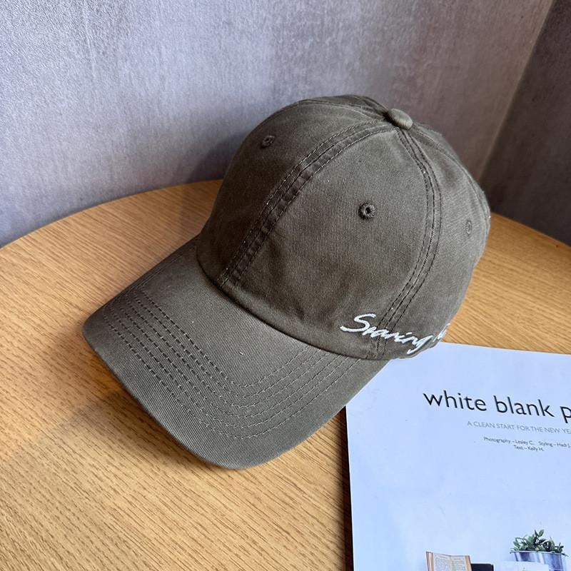 Embroidered Breathable Cotton Letter Cap With Wide Brim Sunshade Sports Outdoor