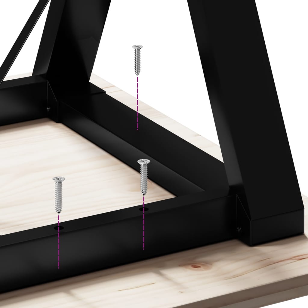 Dining Table Y Frame 50x50x75 cm Solid Pine Wood and Steel