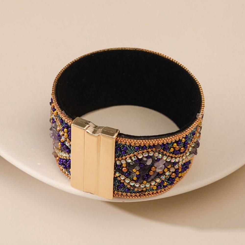 Богемский браслет с магнитной застежкой, ретро, ручная работа, женский браслет, летний