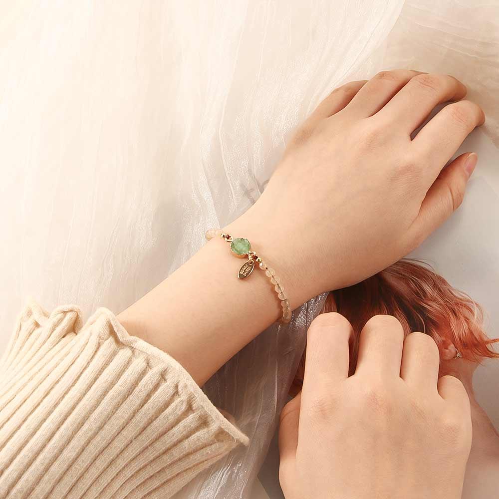 Women Simple With Stone Bangle Adjustable 4MM Bead Jewelry Natural Stone Handmade Bracelet