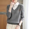 Fake Two Piece Knitted Sweater Tops Women Fashion Long Sleeve Plus Size Sweater Shirt Solid Base Pullovers