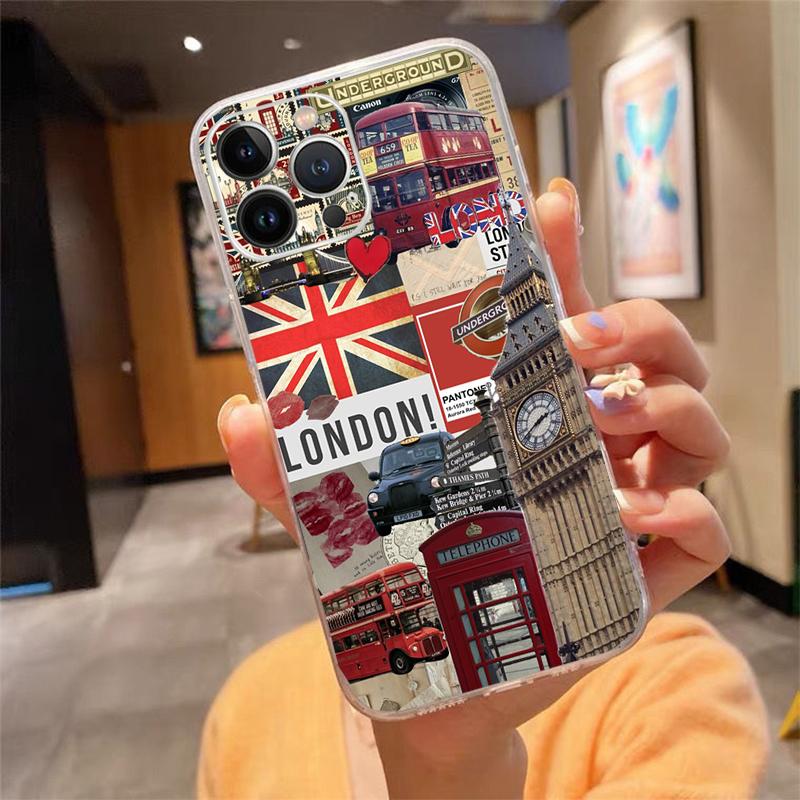 Лондонская эстетика Чехол для телефона Carcasa Funda Для iPhone 17 Pro Max Air 16 15 14 13 Pro Max 15 16 Pro 15Plus Чехол