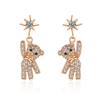 Hot Sale 925 Silver Women Hoop Earrings Luxury Sparkling Pave CZ U Shape Star Moon Fashion Earring for Girl