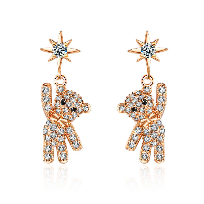 Hot Sale 925 Silver Women Hoop Earrings Luxury Sparkling Pave CZ U Shape Star Moon Fashion Earring for Girl