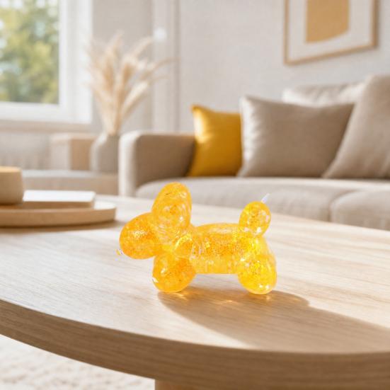 Glitter Balloon Dog Squeeze Toy, Stress Relief Transparent Dog Sensory Toy, Soft Stretchy Animal Shape Fidget Toy for Home Office Classroom