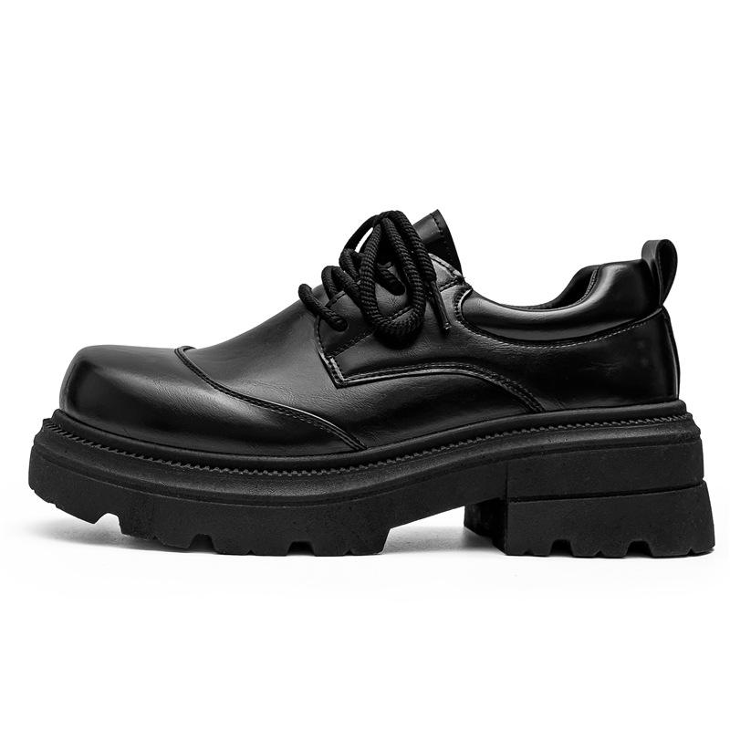 Men's shoes spring and autumn trend fashion big head derby shoes men's new British platform heightening casual leather shoes trendy shoes
