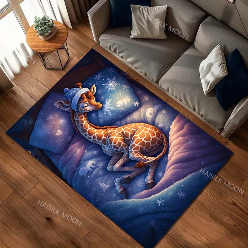 Sleeping Giraffe Cartoon Carpet for Living Room Bedroom Bedside Floor Mat Cloakroom Kids Activity Area Rugs Luxury Gifts