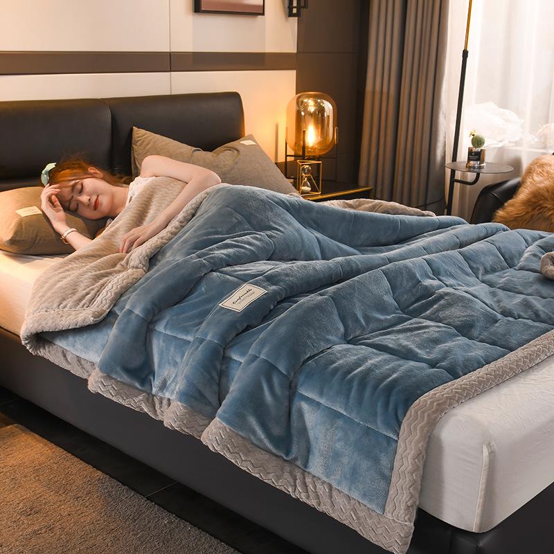 New A/B Style Baby Velvet Quilted Warm Lambswool Blanket - Thickened for Autumn/Winter