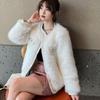 Autumn Winter Imitation Fur Coat with Beaded Design for Women