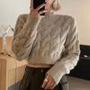 Half Turtleneck Twist Knitted Cropped Sweater Autumn Winter Korean Fashion Women Pullover Sweaters Casual Long Sleeve Tops 28867