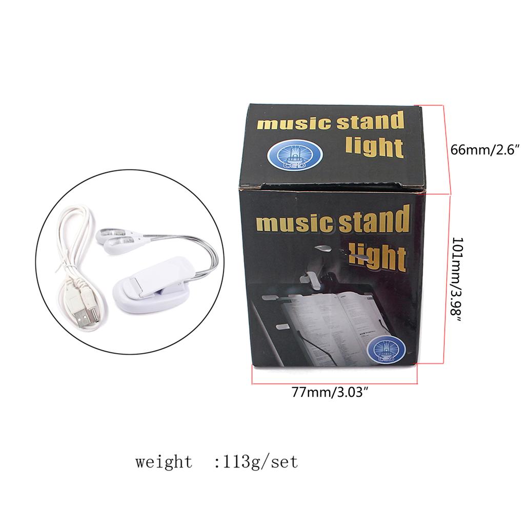 Rechargeable Dual Head Music Stand Light Flexible Clip On Reading Light Book Lamp for Eye Protection Perfect for Piano
