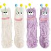 2Pairs Cartoon Funny Tube Socks Big Eyes Furry Plush Sock Soft Coral Fleece Socks  Gifts