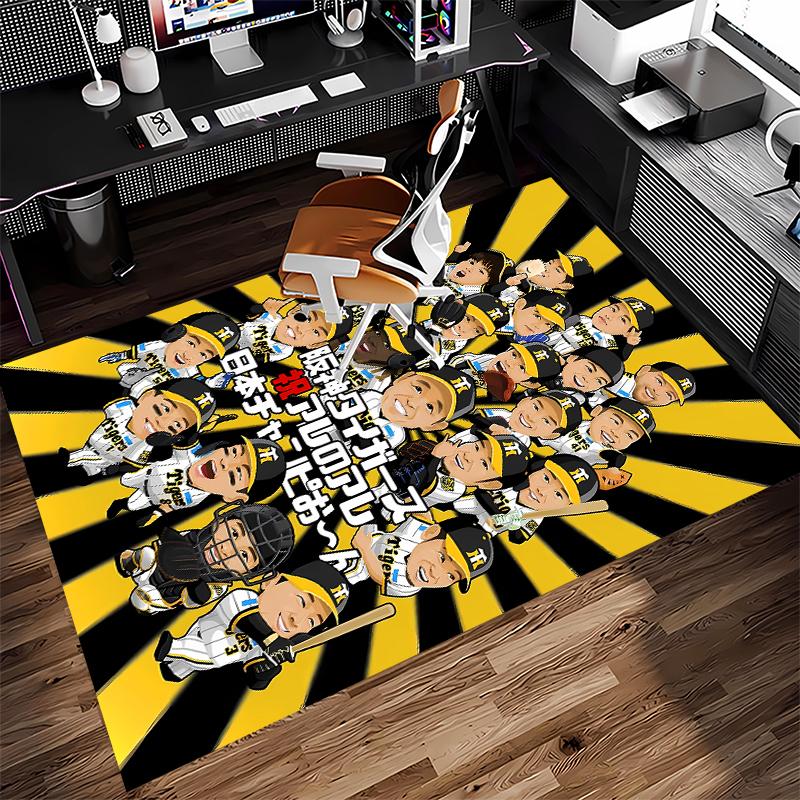 1pc Hanshin Tigers logo Print Area Rug - Soft,Washable Non-Slip Indoor Mat for Office Chairs,Living Room,Home Office Decorative Rug