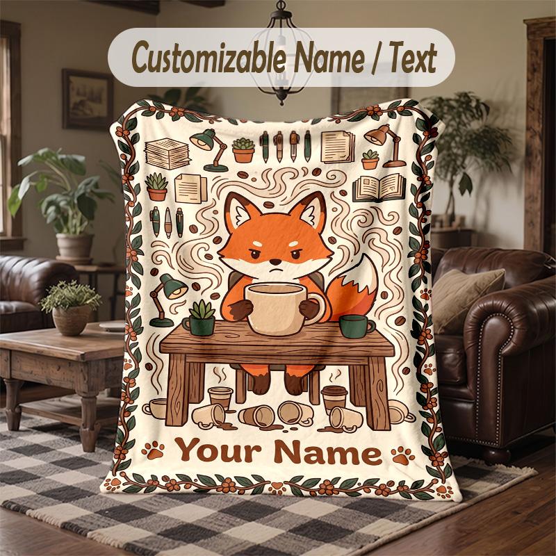 Forest Spider Theme Throw Blanket Custom Name Text Personalized Blanket Soft Cozy Blanket for Home Sofa Bed