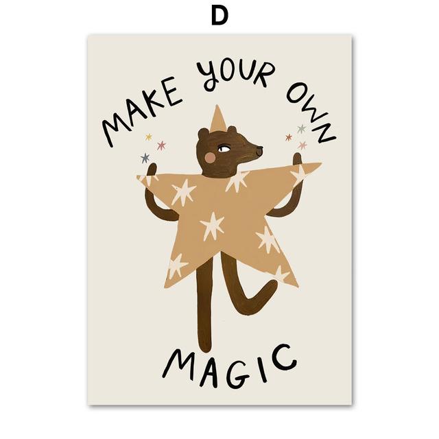 Леопардовый кролик, медведь, тигр, мышь, Радуга, забавная настенная живопись на холсте, плакаты на скандинавскую тему и принты, настенные панно, декор для детской комнаты, без рамки