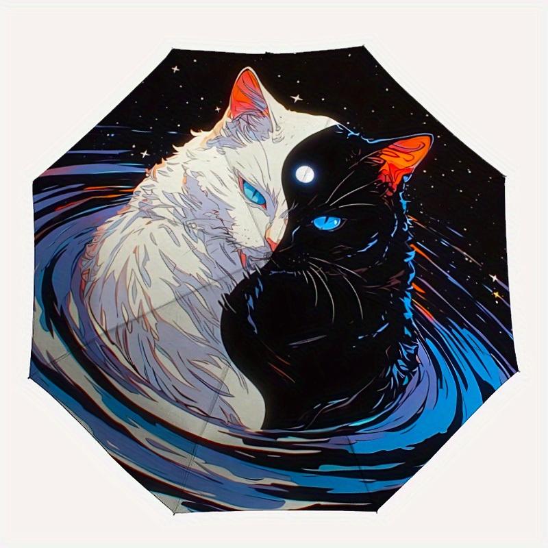 1pc Yin Yang Cats Automatic Open/Close Umbrella, Portable Folding umbrella for Everyday Use y250826081